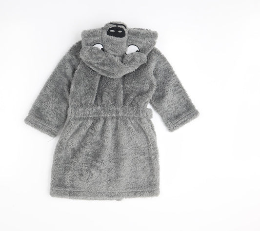 m&s Boys Grey Solid Fleece Gown Size 2 Years