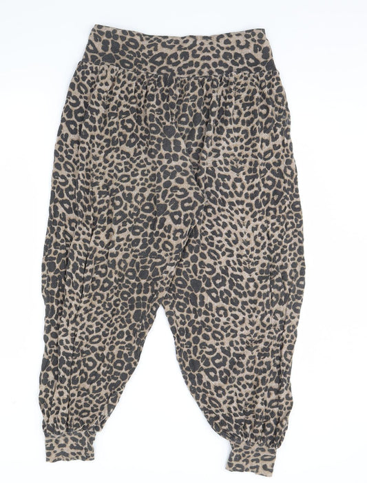 Preworn Womens Brown Animal Print Trousers Size 16 L29 in