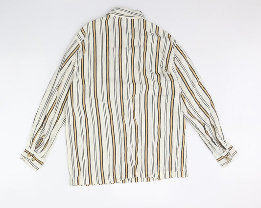 Topshop Womens White Striped Basic Button-Up Size 8
