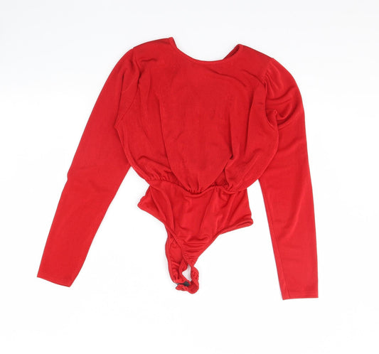 Misspap Womens Red Bodysuit One-Piece Size 10