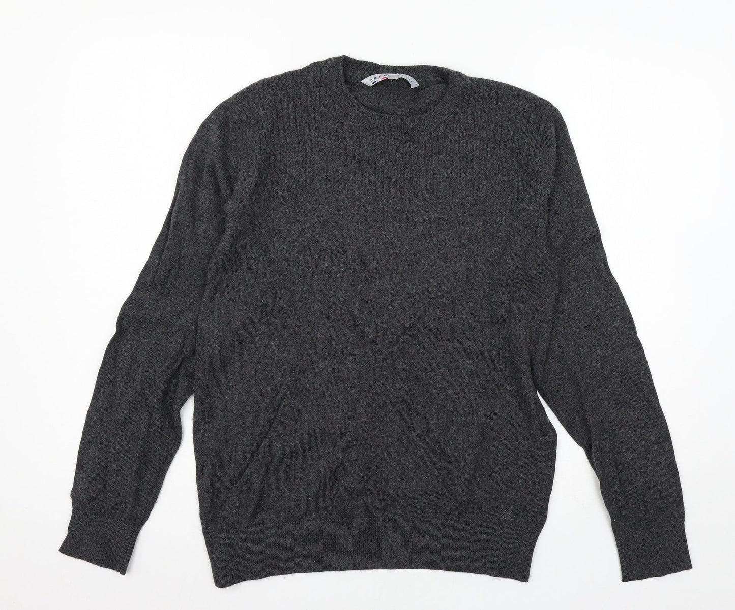 Crew Clothing Mens Grey Knit Pullover Jumper Size S