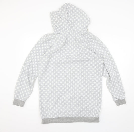 George Womens Grey Polka Dot Fleece Pullover Hoodie Size 8