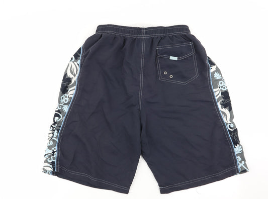 o club Mens Blue Geometric Sweat Shorts Size M - Stretch waistband
