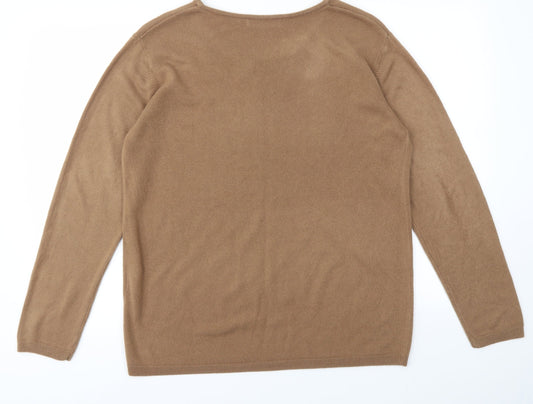 CASHMASOBT Womens Beige Pullover Jumper Size L