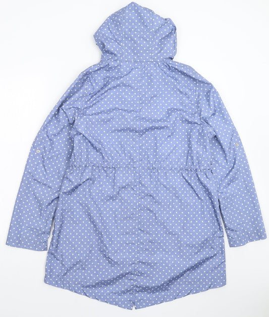 Parka in a Pocket Womens Blue Polka Dot Parka Coat Size S