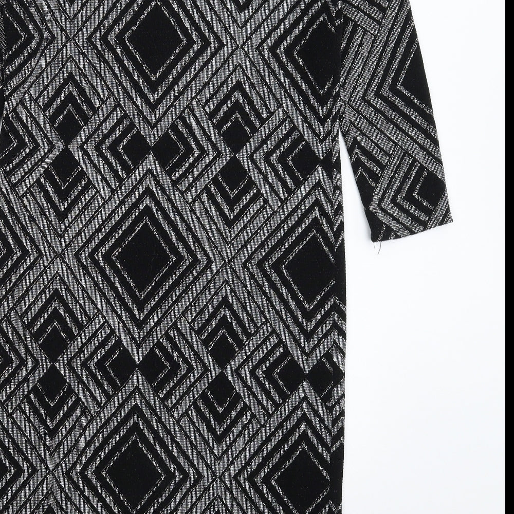 Wallis Womens Black Geometric Bodycon Size 10