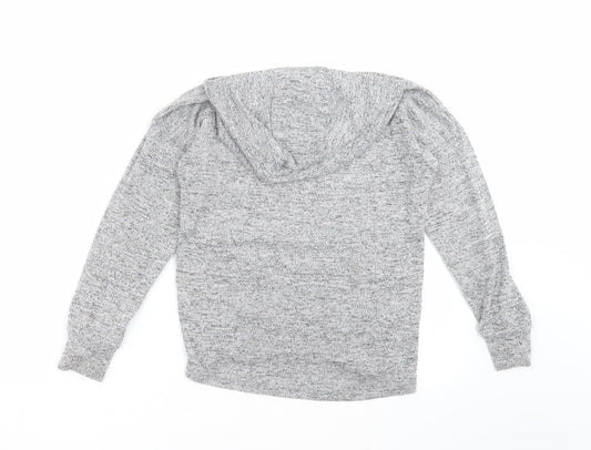 TU Girls Grey Knit Pullover Hoodie Size 9 Years - more sparkle please