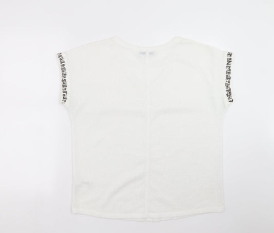NEXT Womens White Knit Pullover Jumper Size 12 - beaded