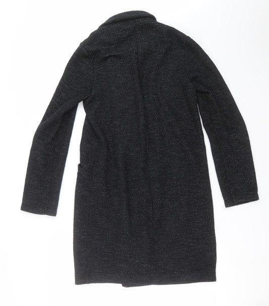 River Island Womens Black Overcoat Coat Size 8