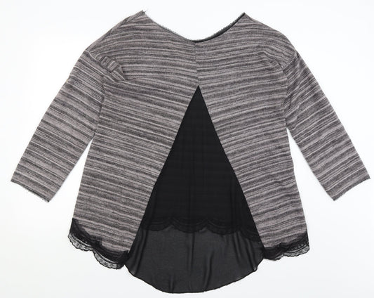 Carla Gianni Womens Purple Striped Basic T-Shirt Size XL