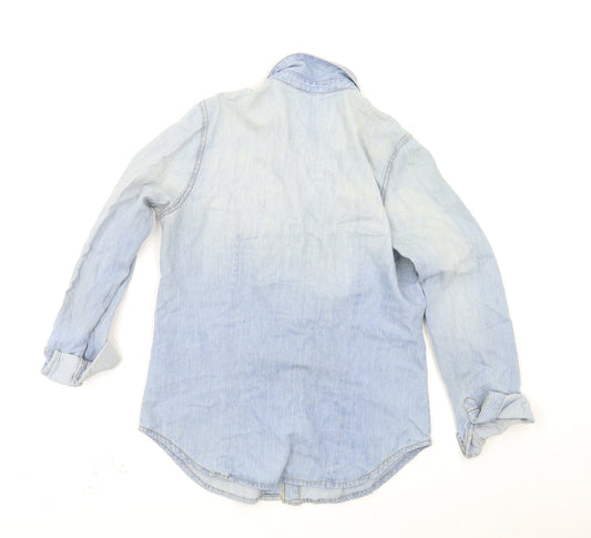 YES YES Womens Blue Basic Button-Up Size 10