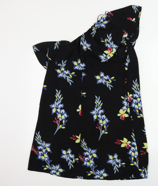 New Look Womens Black Floral A-Line Size 12