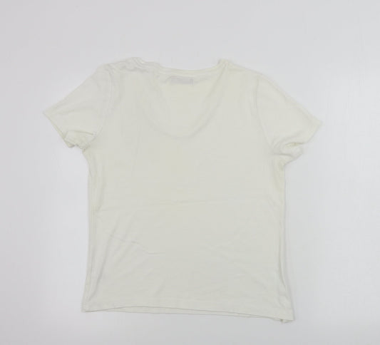 bm collection Womens White Basic T-Shirt Size S