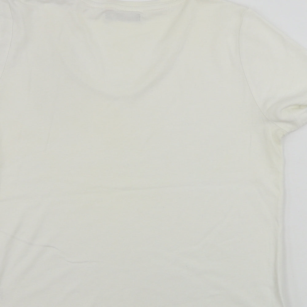 bm collection Womens White Basic T-Shirt Size S