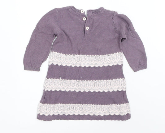 Marks and Spencer Girls Purple Jumper Dress Size 0-3 Months