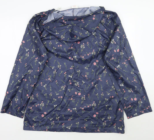 Anne De Lancay Womens Blue Floral Jacket Coat Size M