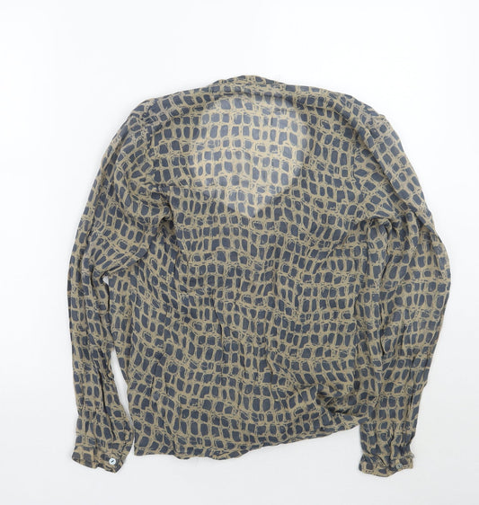 Adini Womens Brown Geometric Basic Blouse Size XS