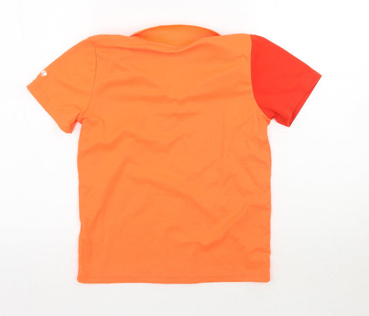 DECATHLON Boys Orange Striped Basic Polo Size 12 Years