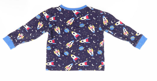 B&M Boys Blue Solid Pyjama Top Size 3-4 Years - Spaceships