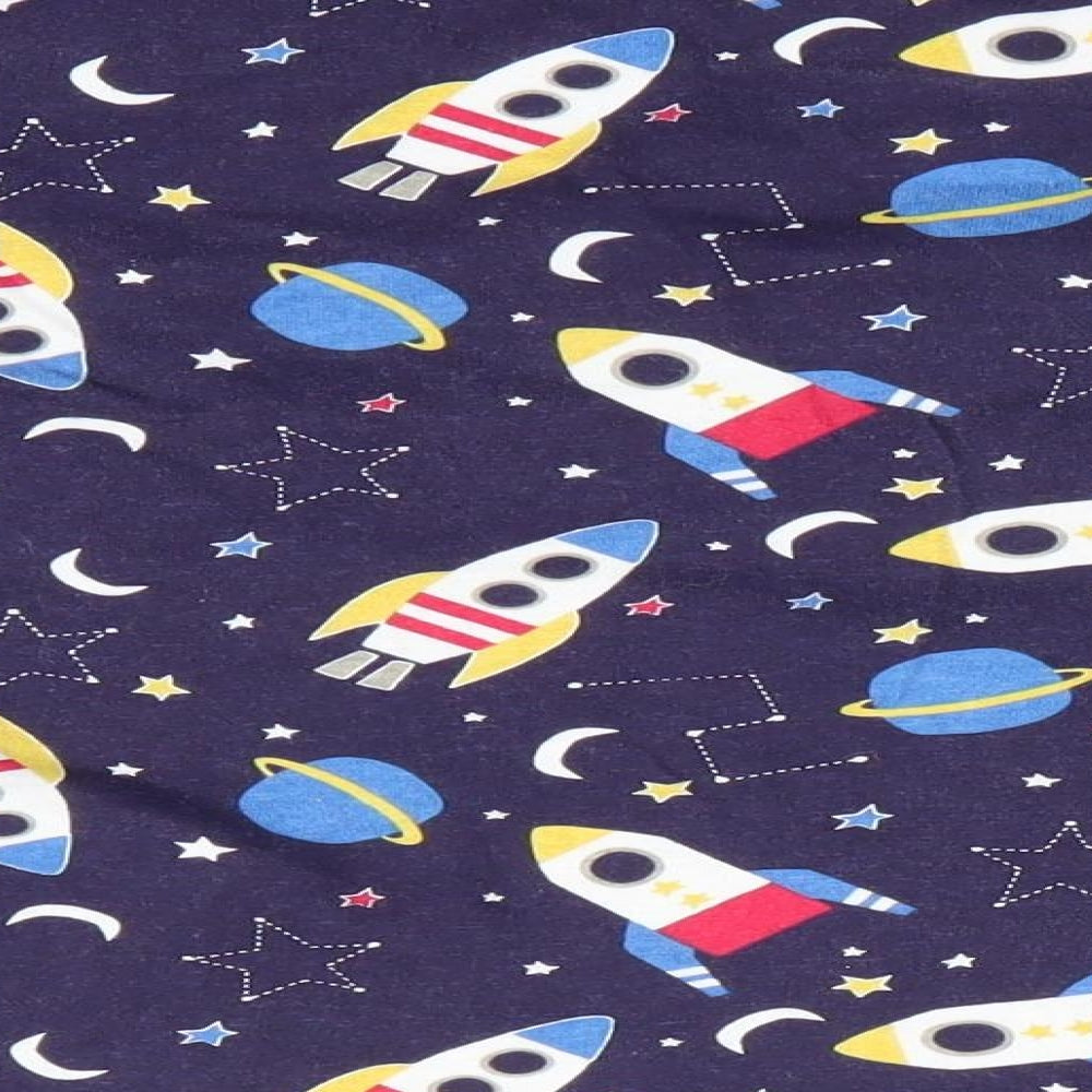 B&M Boys Blue Solid Pyjama Top Size 3-4 Years - Spaceships