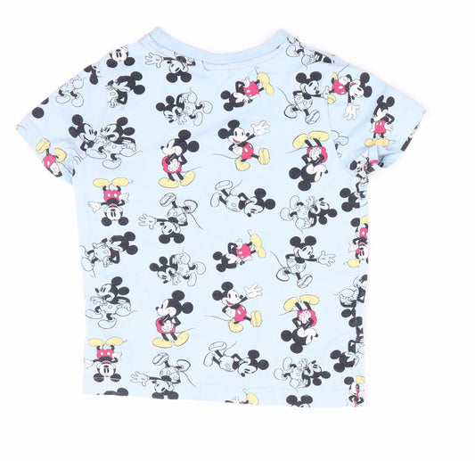 Disney Boys Blue Animal Print Basic T-Shirt Size 4-5 Years - Mickey Mouse Print
