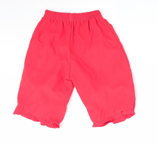 Ladybird Girls Red Floral Track Pants Trousers Size 6-9 Months - Floral trim