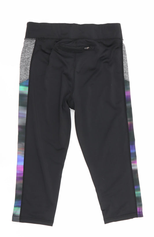 Workout Womens Black Colourblock Cropped Leggings Size 10 L17 in