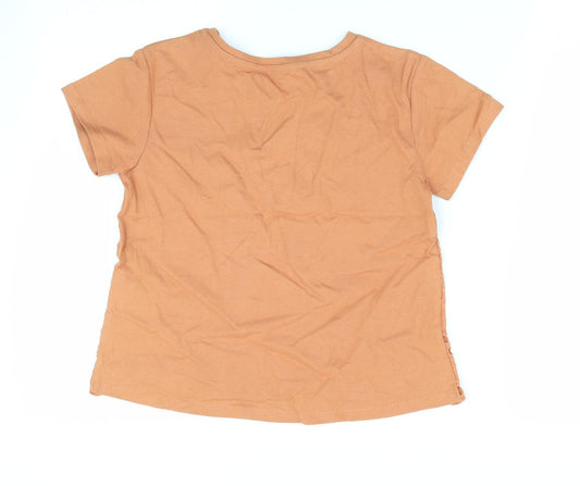 Kylie Girls Orange Basic T-Shirt Size 9-10 Years - Lace insert to sides