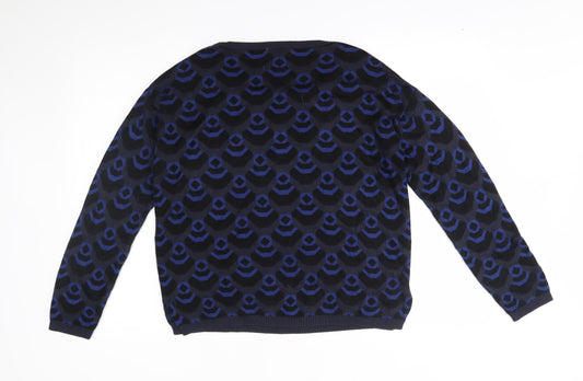 NEXT Womens Blue Geometric Pullover Jumper Size 12 - gems