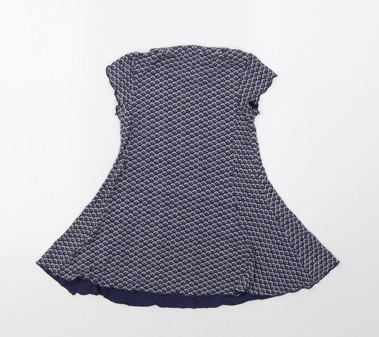 M&S Girls Blue Geometric Fit & Flare Size 3-4 Years