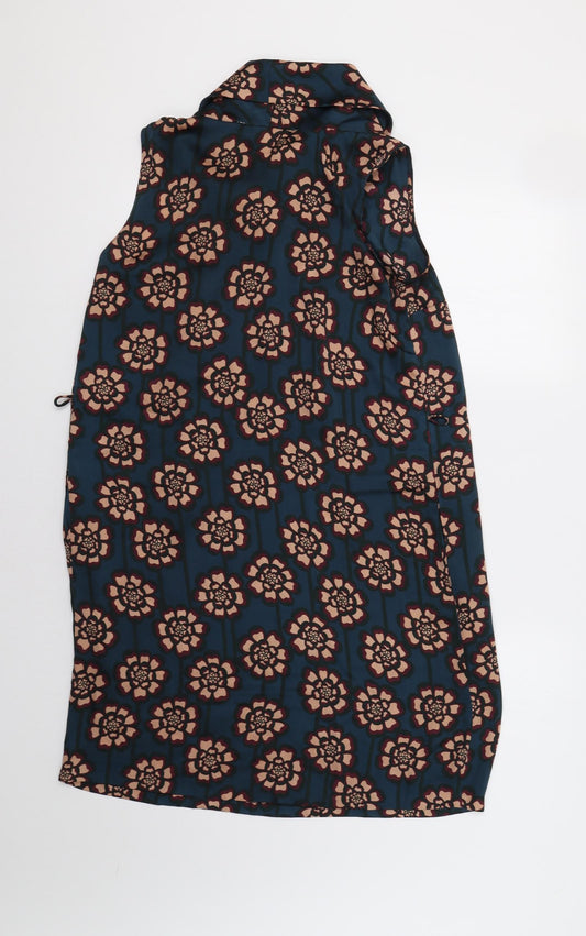 Clements Ribeiro Womens Blue Floral A-Line Size 10