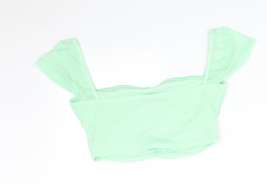 PRETTYLITTLETHING Womens Green Basic T-Shirt Size 8