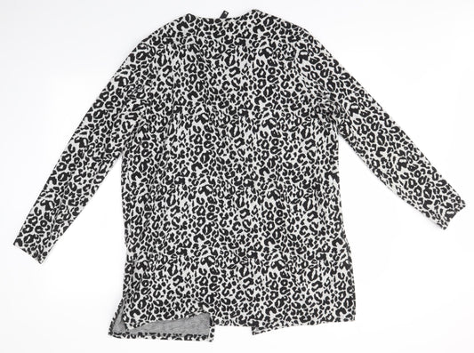 H&M Womens Grey Animal Print Cardigan Jumper Size M