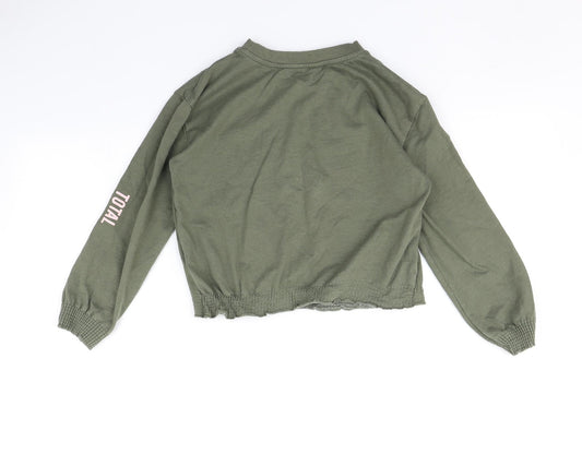 H&M Girls Green Pullover Jumper Size 9-10 Years