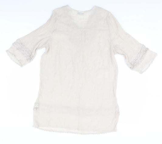 Style Womens Beige Basic Blouse Size L