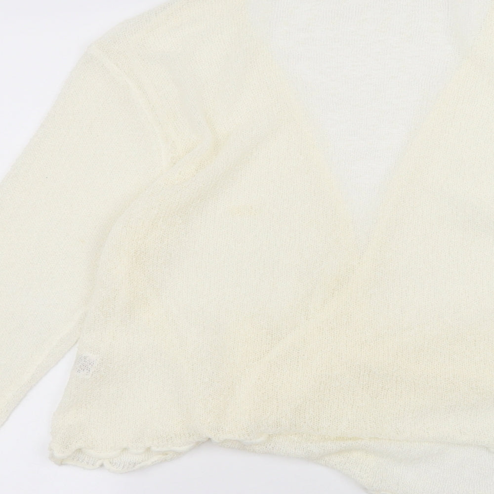 BM Womens White Cardigan Jumper Size M