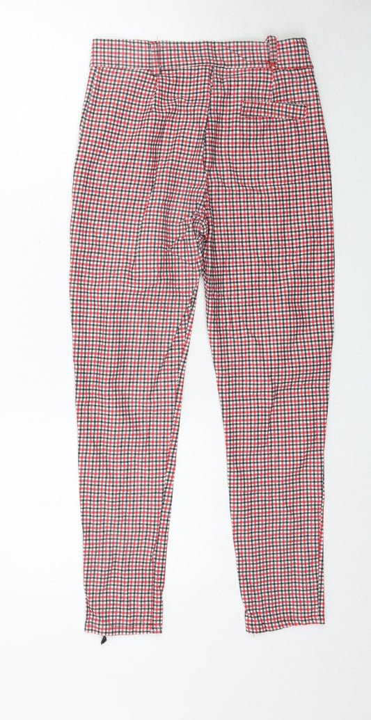 Preworn Womens Red Plaid Trousers Size S L24 in
