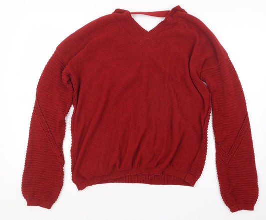 Papaya Womens Red Knit Pullover Jumper Size M