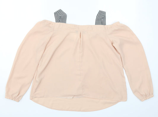 Select Womens Pink Striped Basic Blouse Size 12