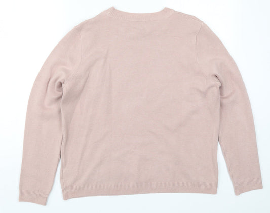Marks and Spencer Womens Pink Knit Pullover Jumper Size 14 - Birds