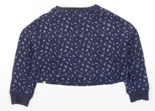 NEXT Girls Blue Floral Pullover Sweatshirt Size 8 Years - Lovely