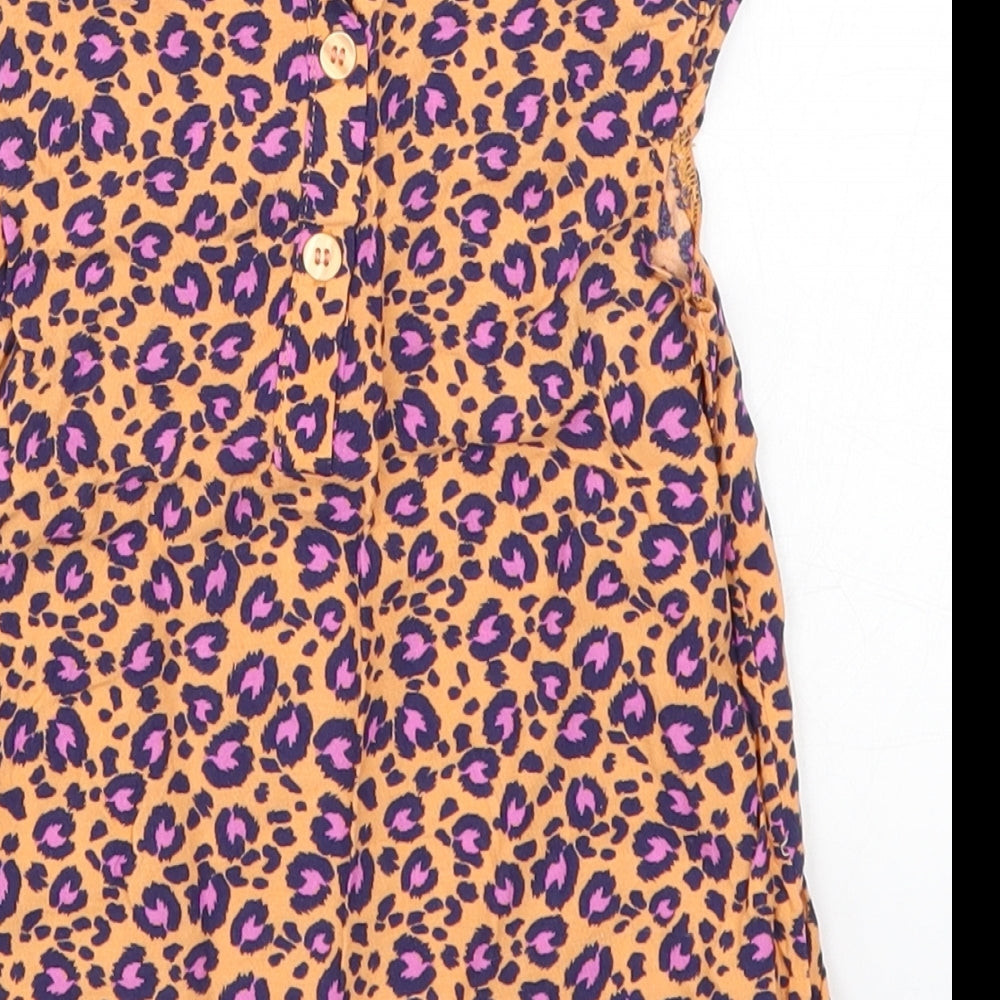 George Girls Orange Animal Print Basic Tank Size 4-5 Years
