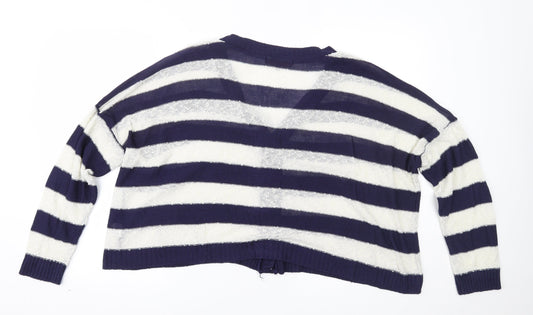 Amaya Womens Blue Striped Cape Jumper Size L