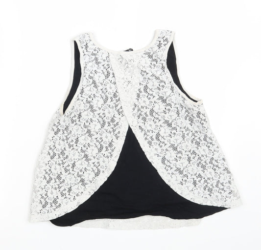 Select Womens White Fair Isle Basic Tank Size 12