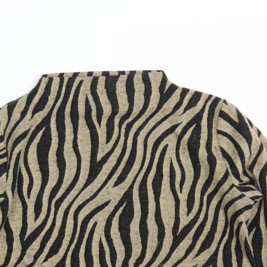 M&S Womens Beige Animal Print Pullover Jumper Size 10