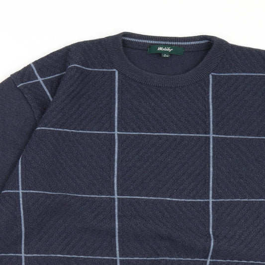 Walsey Mens Blue Pullover Jumper Size L