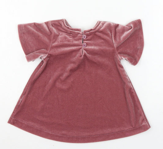 NEXT Girls Pink Velour T-Shirt Dress Size 3-6 Months