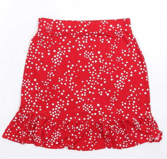 Oasis Womens Red Polka Dot Mini Skirt Size S