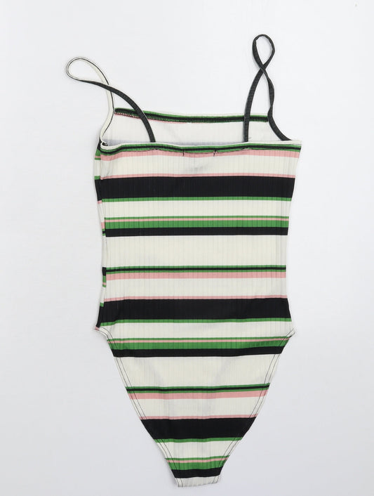 New Look Womens Multicoloured Striped Bodysuit One-Piece Size 8