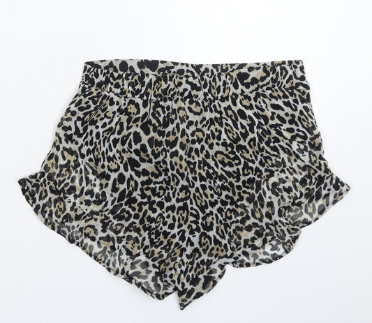 Boohoo Womens Multicoloured Animal Print Hot Pants Shorts Size 10